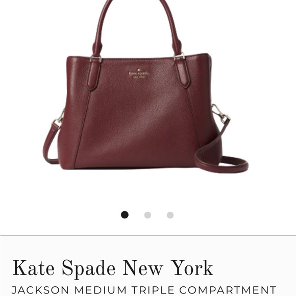 Kate Spade ♠️ JACKSON MEDIUM TRIPLE COMPARTMENT SATCHEL & MATCHING WALLET berry - Picture 3 of 15